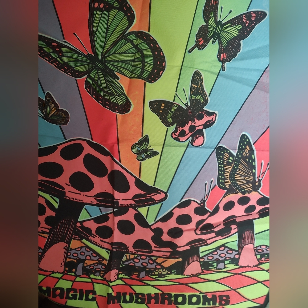 Colorful Magic Mushrooms Tapestry